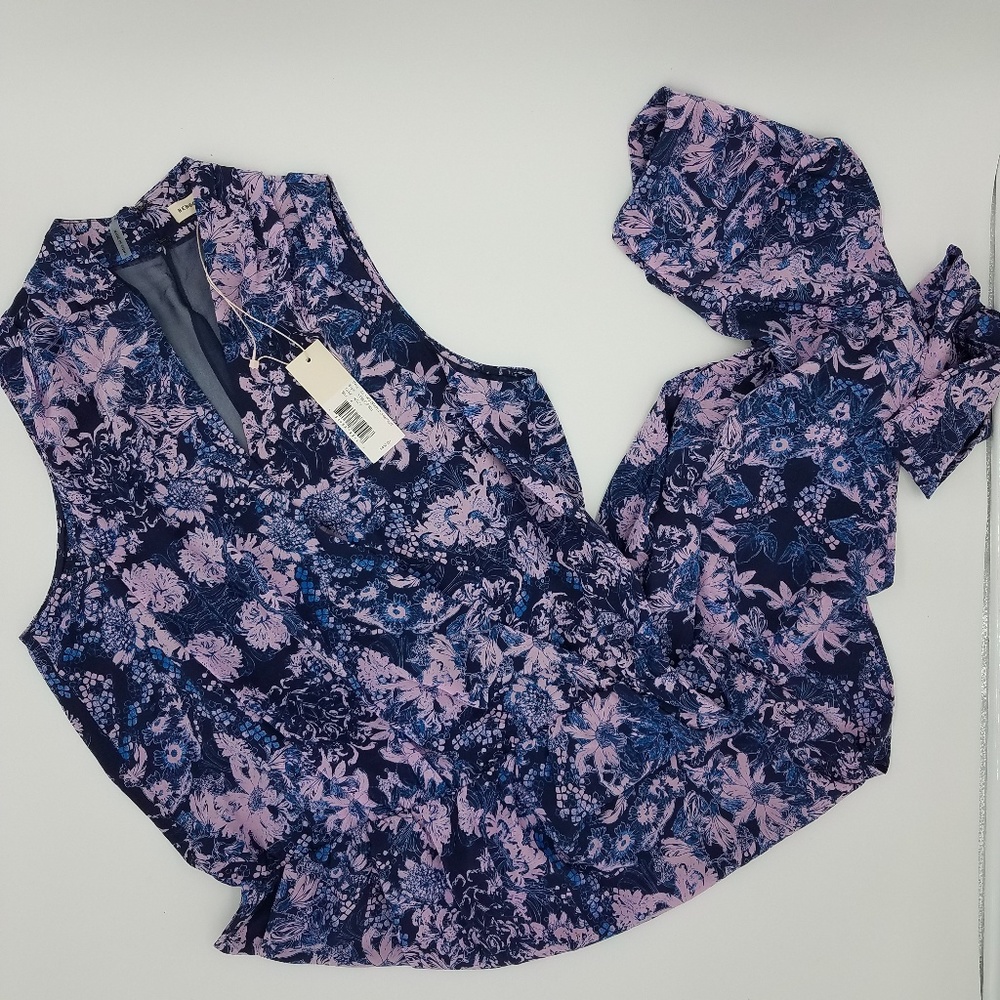 Rebecca Taylor Kiku Printed Draped Jumpsuit - Picture 2 of 7